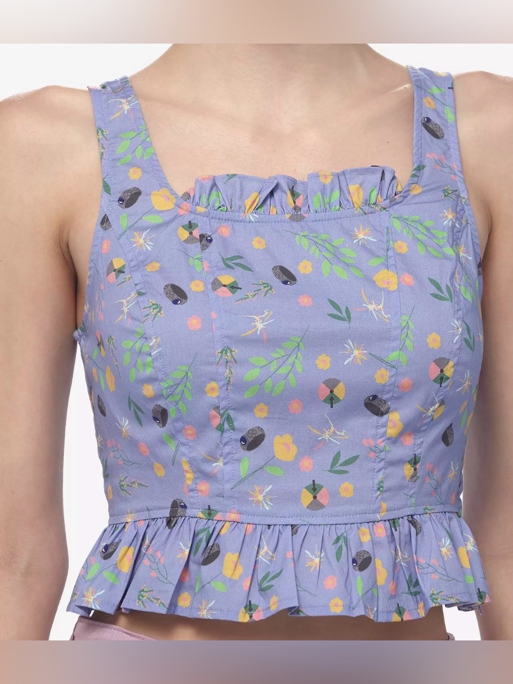 Studio Ghibli Howls Moving Castle Corset Tank Medium Anime Purple Cropped Floral